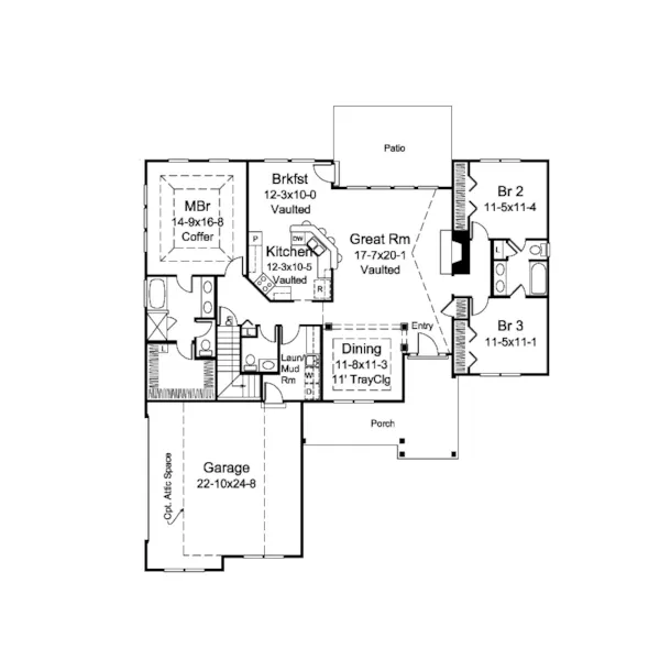 Ranch House Plan First Floor - Ellice Country Ranch Home 121D-0046 - Search House Plans and More