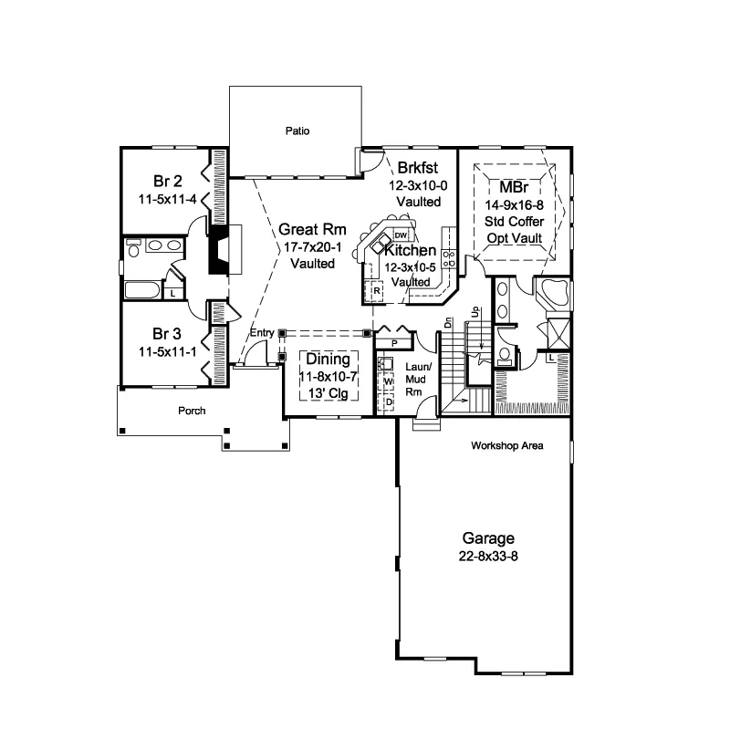 Traditional House Plan First Floor - Georgiana Shingle Country Home 121D-0047 - Search House Plans and More