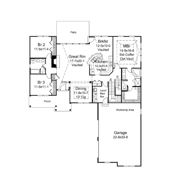 Traditional House Plan First Floor - Georgiana Shingle Country Home 121D-0047 - Search House Plans and More