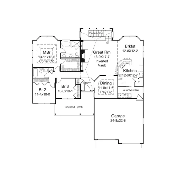 Cape Cod & New England House Plan First Floor - Nellie Traditional Ranch Home 121D-0049 - Shop House Plans and More