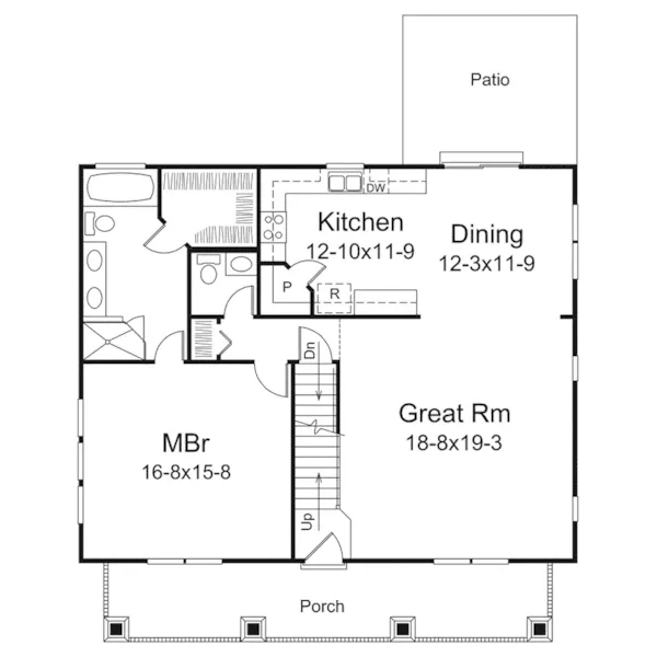 Country House Plan First Floor - Lily Country Craftsman Home 121D-0050 - Shop House Plans and More