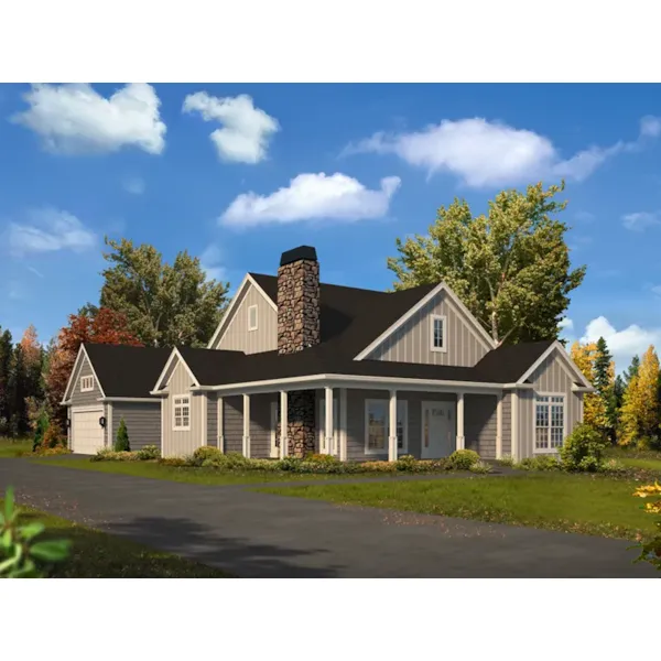 Ranch House Plan Front of Home - Evie Narrow Lot Country Home 121D-0051 - Search House Plans and More