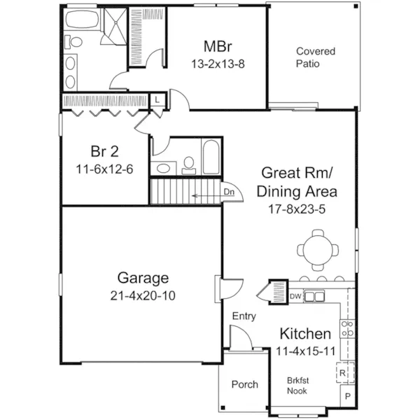 Traditional House Plan First Floor - Isabelle Narrow Ranch Home 121D-0052 - Search House Plans and More