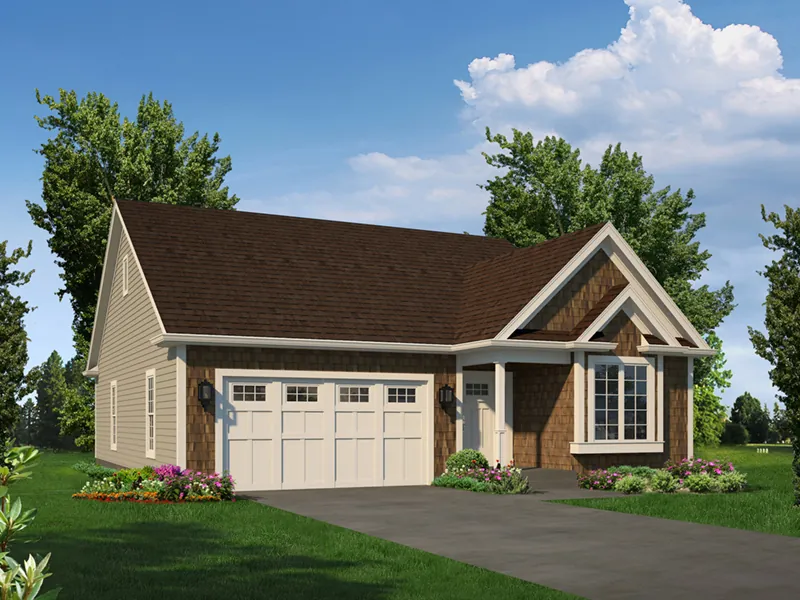 Craftsman House Plan Front of Home - Isabelle Narrow Ranch Home 121D-0052 - Search House Plans and More