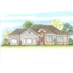 Traditional House Plan Front of Home - Flinthill Mill Ranch Home 123D-0001 - Search House Plans and More