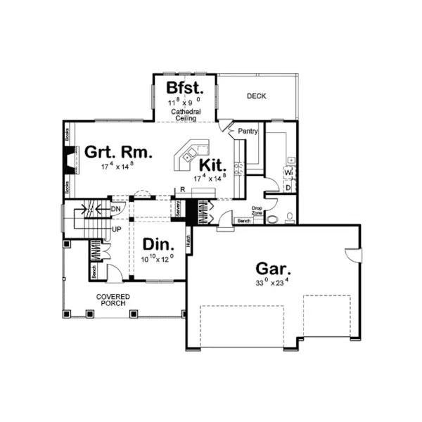 Traditional House Plan First Floor - Amorbach Traditional Home 123D-0002 - Search House Plans and More