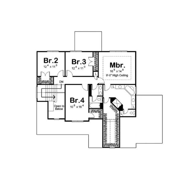 Traditional House Plan Second Floor - Amorbach Traditional Home 123D-0002 - Search House Plans and More