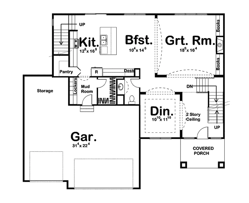 Spanish House Plan First Floor - Ballyshannon Prairie Style Home 123D-0004 - Search House Plans and More