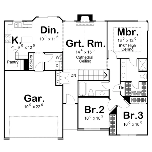 Ranch House Plan First Floor - Winterhill Ranch Home 123D-0006 - Shop House Plans and More