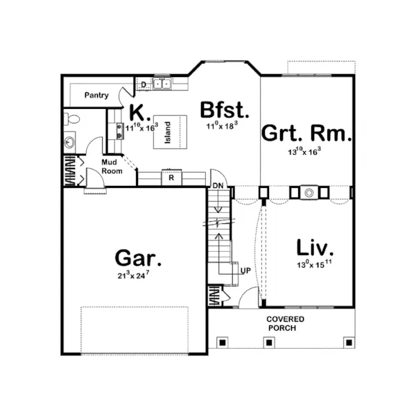 Traditional House Plan First Floor - Dimitrios Traditional Home 123D-0007 - Search House Plans and More