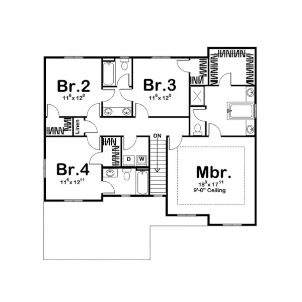 Traditional House Plan Second Floor - Dimitrios Traditional Home 123D-0007 - Search House Plans and More