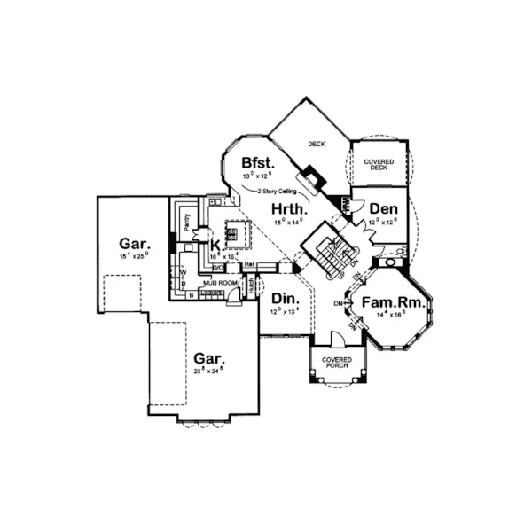 Spanish House Plan First Floor - Santorini Mediterranean Home 123D-0008 - Shop House Plans and More