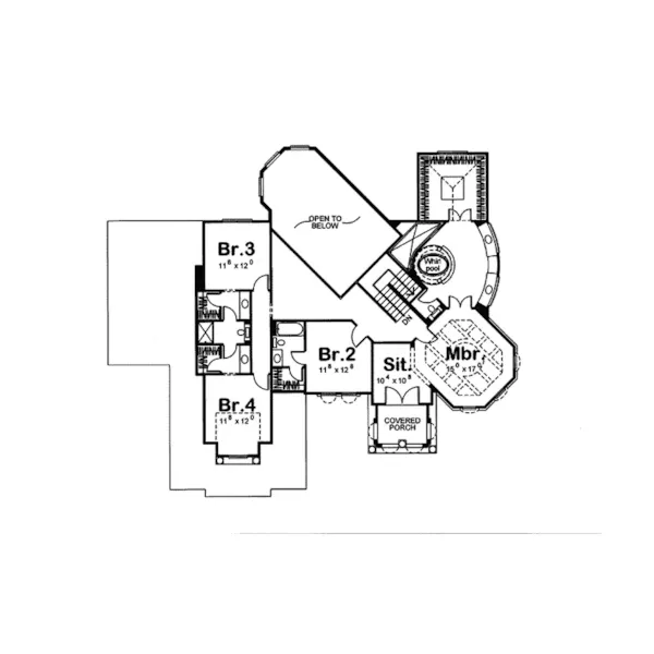 Spanish House Plan Second Floor - Santorini Mediterranean Home 123D-0008 - Shop House Plans and More