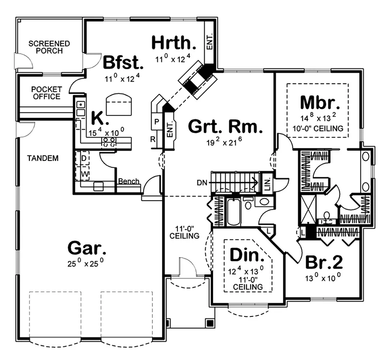 European House Plan First Floor - 123D-0011 - Shop House Plans and More