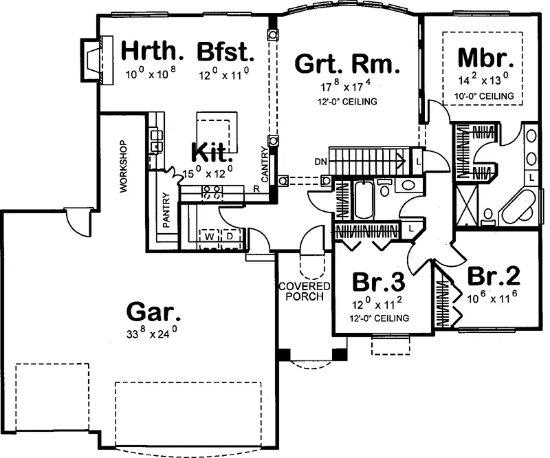 European House Plan First Floor - 123D-0013 - Shop House Plans and More