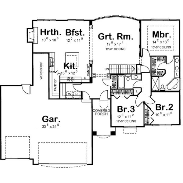 Rustic House Plan First Floor - Campton Lane European Home 123D-0013 - Shop House Plans and More