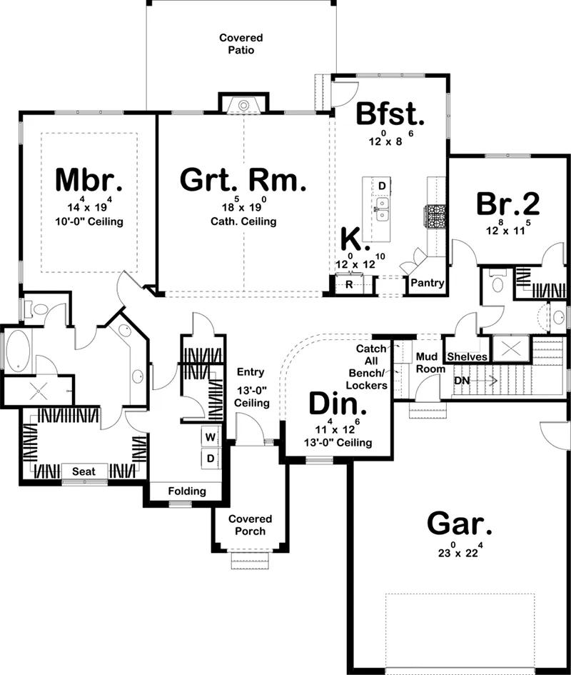 Traditional House Plan First Floor - 123D-0014 - Shop House Plans and More