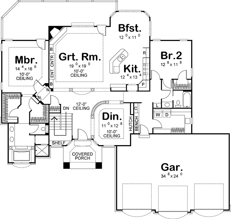 Spanish House Plan First Floor - 123D-0018 - Shop House Plans and More
