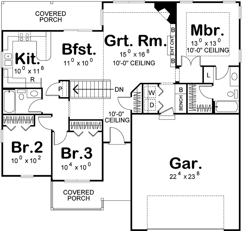 Cabin & Cottage House Plan First Floor - 123D-0022 - Shop House Plans and More