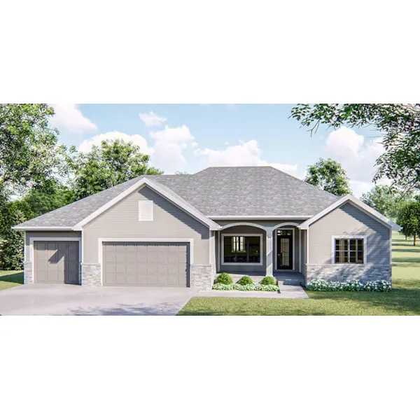 Traditional House Plan Front of Home - Larkin Hill Ranch Home 123D-0024 - Shop House Plans and More