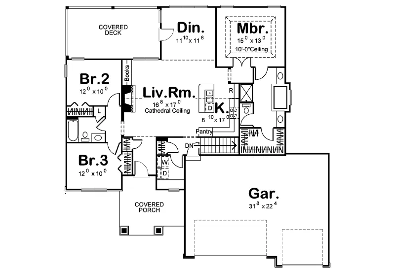 European House Plan First Floor - 123D-0026 - Shop House Plans and More