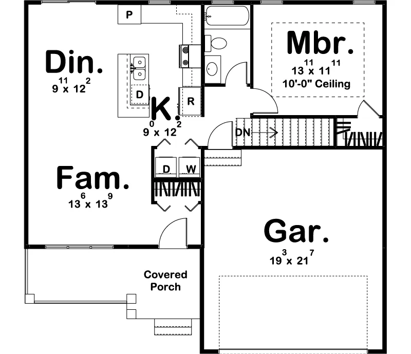 Cabin & Cottage House Plan First Floor - 123D-0032 - Shop House Plans and More