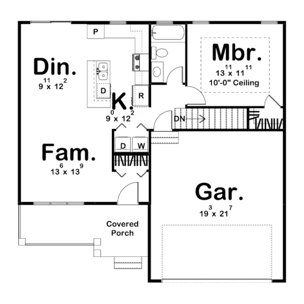 Craftsman House Plan First Floor - Alure One-Story Home 123D-0032 - Shop House Plans and More