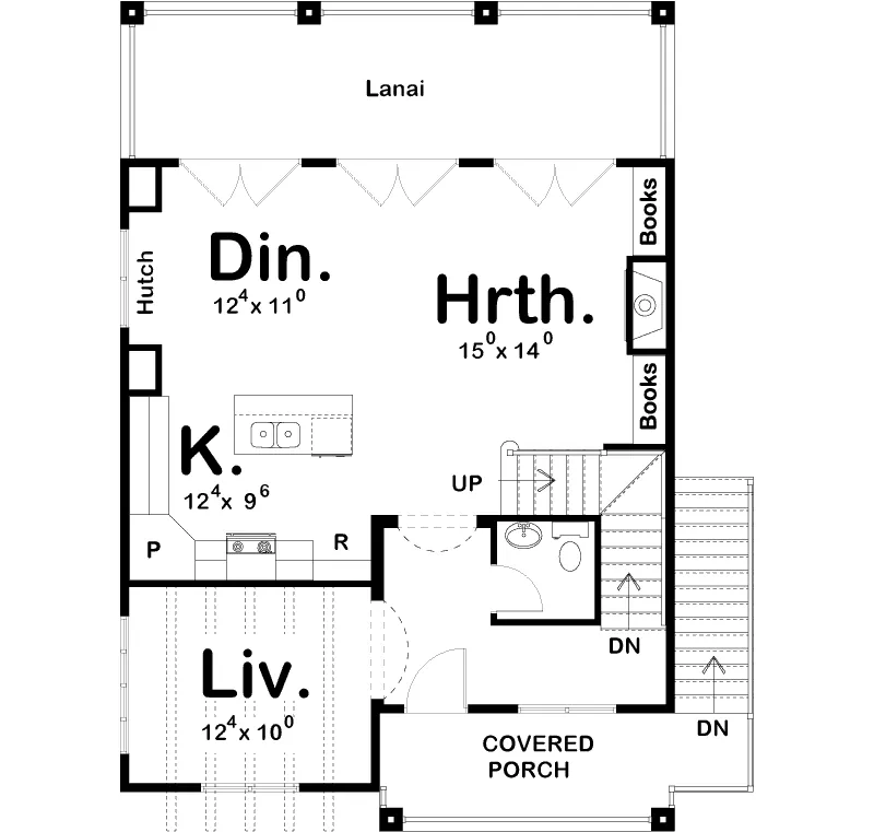 Florida House Plan First Floor - Santa Monica Beach Home 123D-0033 - Shop House Plans and More