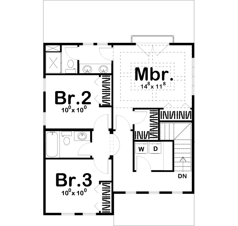 Florida House Plan Second Floor - Santa Monica Beach Home 123D-0033 - Shop House Plans and More