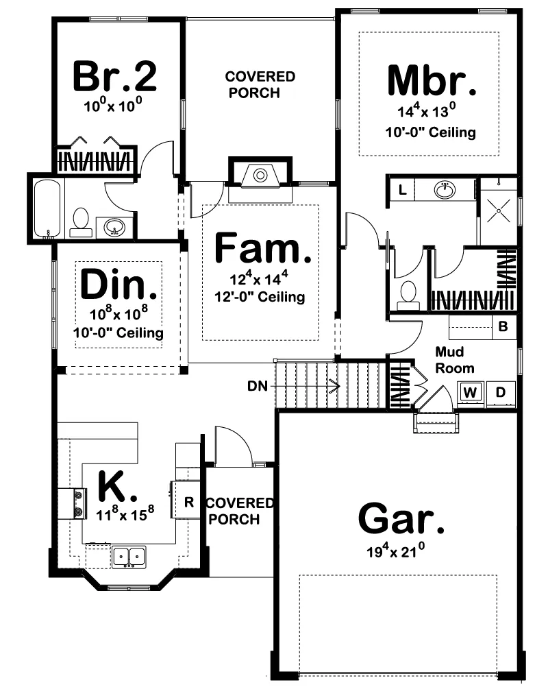 Ranch House Plan First Floor - 123D-0034 - Shop House Plans and More