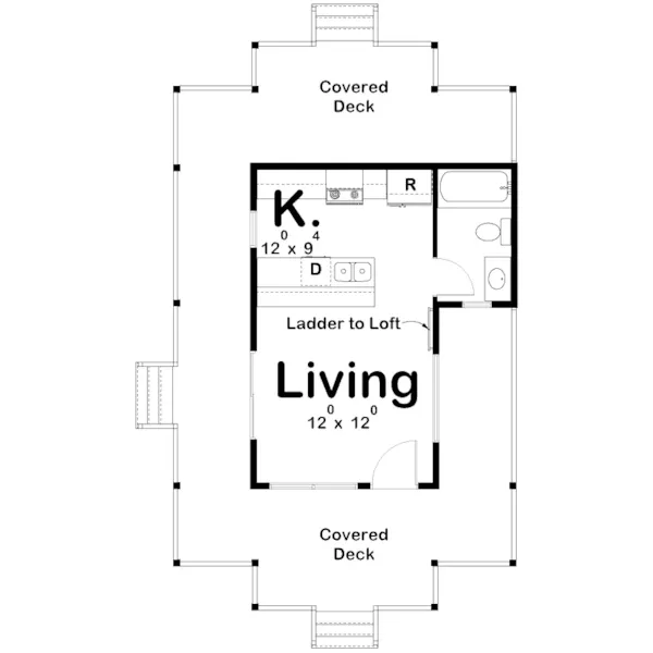 Bungalow House Plan First Floor - St. Thomas Beach Home 123D-0040 - Shop House Plans and More