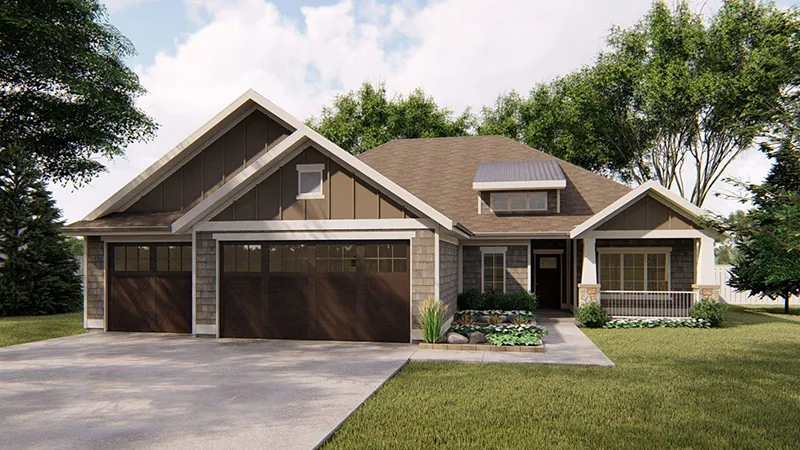 Country House Plan Front of Home - Ridgeway Ranch Home 123D-0051 - Shop House Plans and More