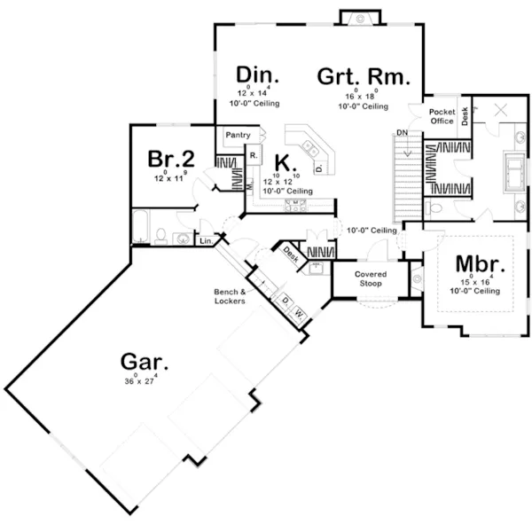 English Cottage House Plan First Floor - Fox Borough European Home 123D-0052 - Shop House Plans and More