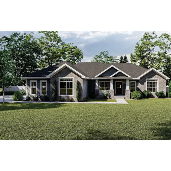 Country House Plan Front of Home - Stafford Hill Ranch Home 123D-0057 - Shop House Plans and More