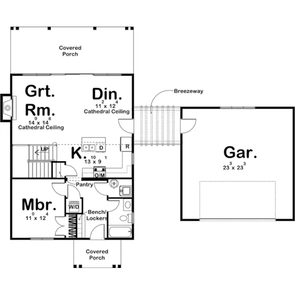 Lake House Plan First Floor - Thompson Falls Vacation Home 123D-0064 - Shop House Plans and More