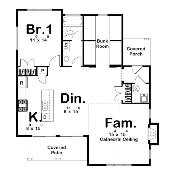 Vacation House Plan First Floor - Pacific Crest Vacation Home 123D-0096 - Shop House Plans and More