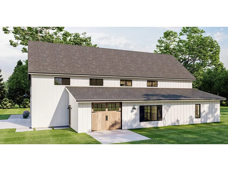 Prairie House Plan Side View Photo - Wakefield Way Barn Home 123D-0109 - Shop House Plans and More