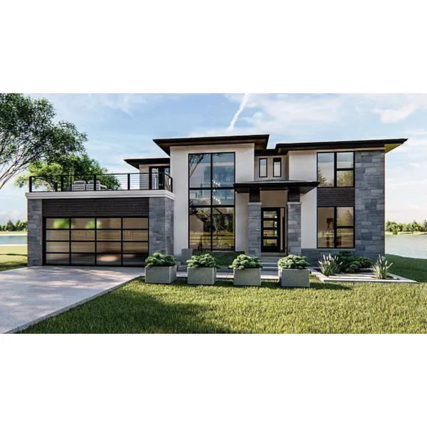 Vacation House Plan Front of Home - Summit Landing Modern Home 123D-0117 - Shop House Plans and More