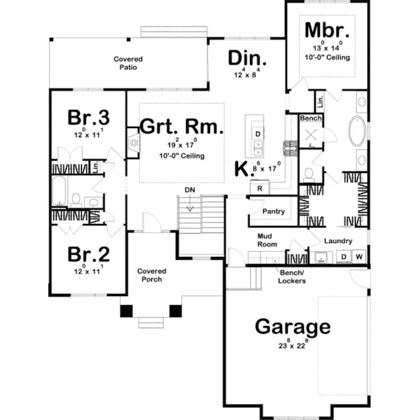 Ranch House Plan First Floor - Pacific Falls Modern Home 123D-0142 - Shop House Plans and More