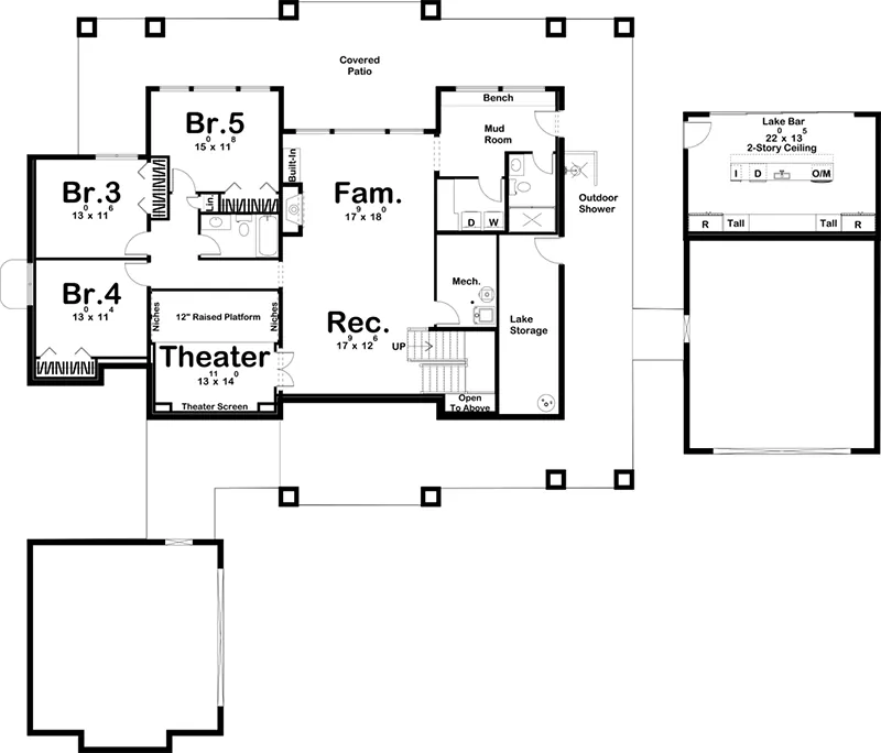 Lake House Plan Basement Floor - Flat Water Lake Home 123D-0168 - Shop House Plans and More