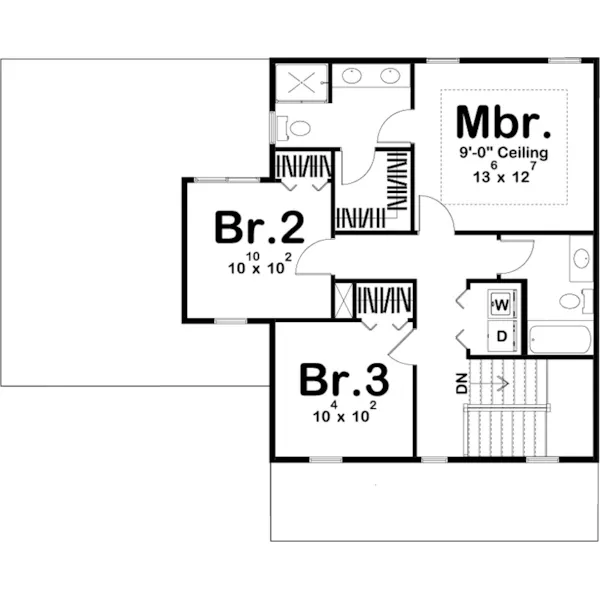 Traditional House Plan Second Floor - Hopkins Lane Modern Farmhouse 123D-0170 - Shop House Plans and More