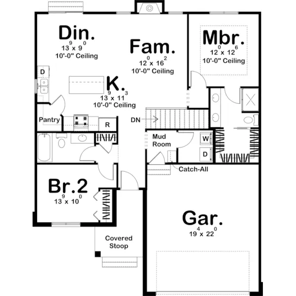 Ranch House Plan First Floor - Rosewater Country Cottage 123D-0172 - Shop House Plans and More