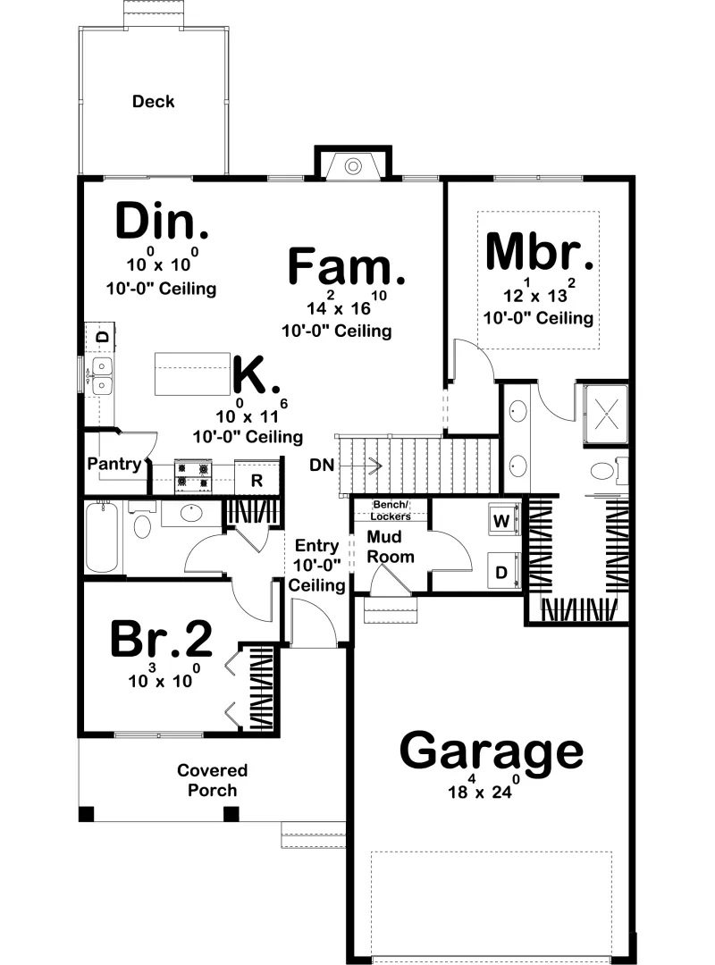 Rustic House Plan First Floor - Mabel Lane Rustic Home 123D-0173 - Shop House Plans and More