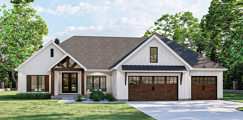 Ranch House Plan Front of Home - 123D-0199 - Shop House Plans and More