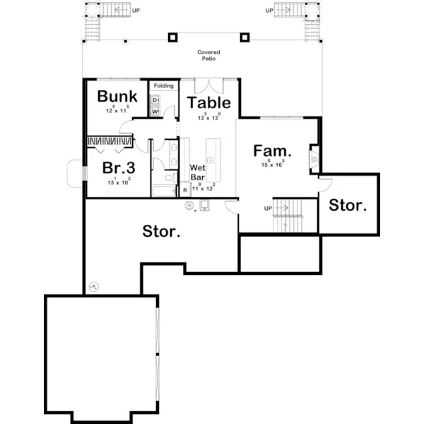 Beach & Coastal House Plan Basement Floor - Bull Lake Waterfront Home 123D-0211 - Shop House Plans and More