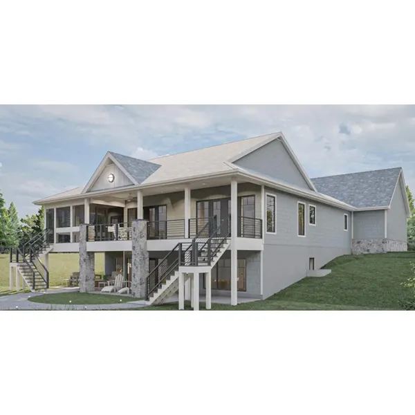 Beach & Coastal House Plan Side View Photo - Bull Lake Waterfront Home 123D-0211 - Shop House Plans and More