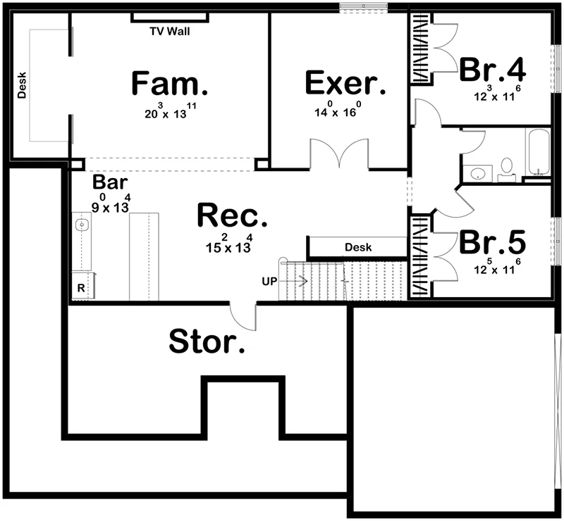 Country House Plan Basement Floor - Riverbend Bay Country Home 123D-0221 - Shop House Plans and More