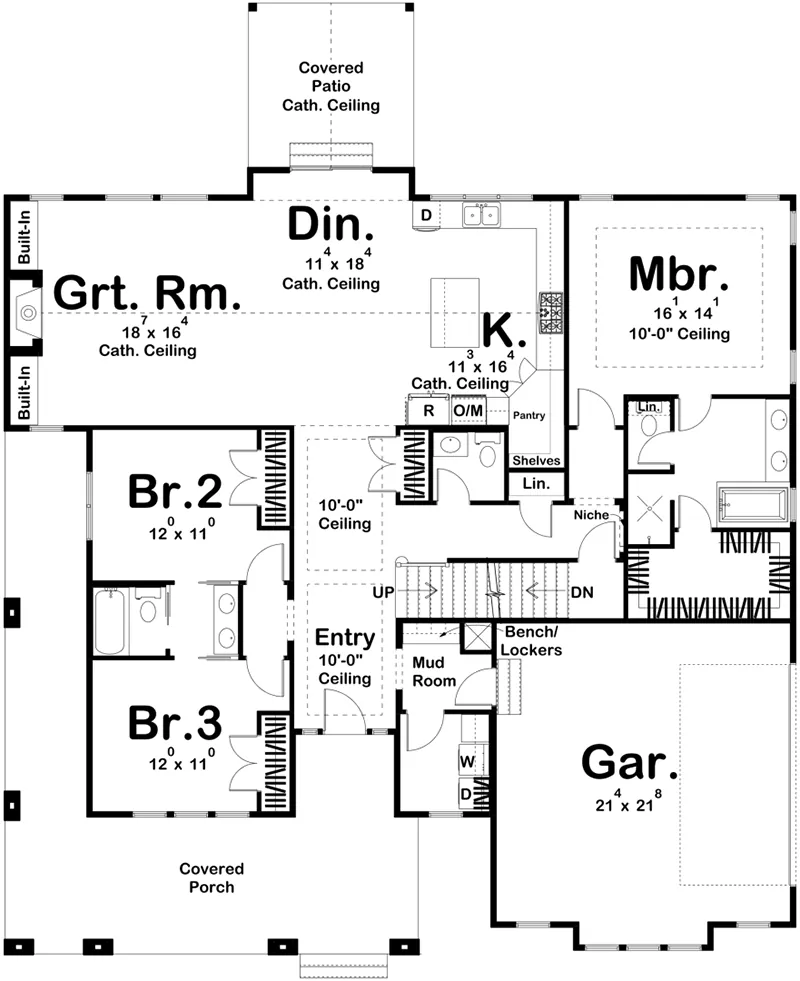 Country House Plan First Floor - Riverbend Bay Country Home 123D-0221 - Shop House Plans and More