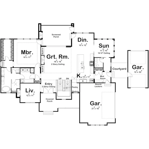 European House Plan First Floor - Cherrywood Modern Farmhouse 123D-0231 - Shop House Plans and More