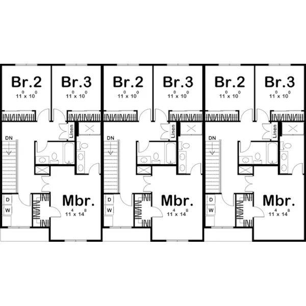 Multi-Family House Plan Second Floor - Watertown Farmhouse Duplex 123D-0233 - Shop House Plans and More